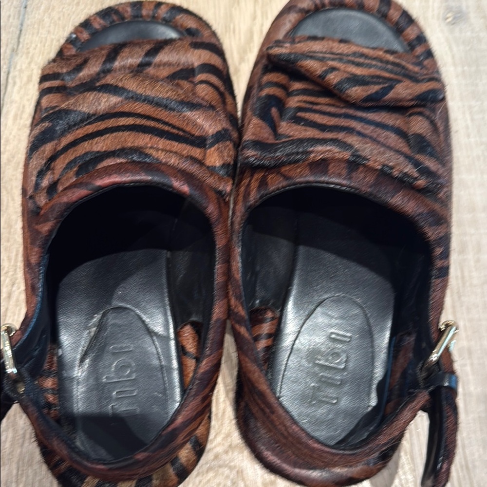 Tibi Brown and Black Animal Print Sandals - Picture 6 of 6